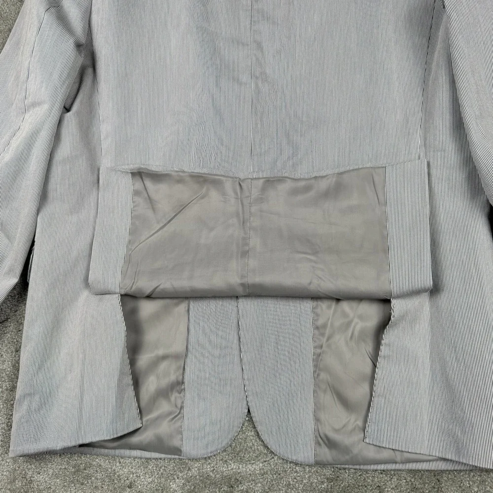 Lauren Ralph Lauren Blazer Mens 43R Cotton Nylon Gray Chalk Pinstripe Trim Fit‎
